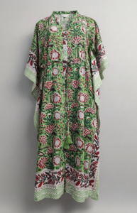 Cotton Collection: Anokhi Style Tie Kaftan - Green and Red