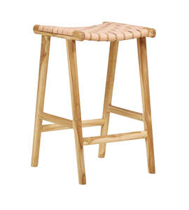 Lulu Luxe Coastal 1: LULU LUXE COASTAL - NUDE WOVEN LEATHER BAR STOOL