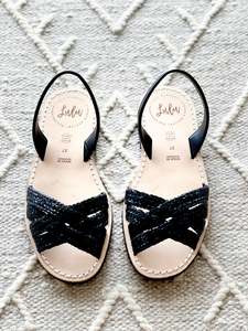 Crossover Peep Toe: CROSSOVER PEEP TOE - WOVEN BLACK