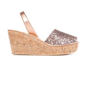 CORK WEDGE - CHAMPAGNE GLITTER/ROSE GOLD
