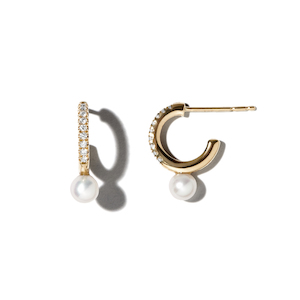 Products: DIAMOND AND FRESHWATER PEARL 14-carat gold hoop earrings Lulu's Collective