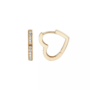 HEART PAVE 14-carat gold and diamond huggie earrings Lulu's Collective