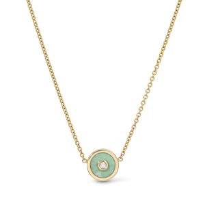 MINI COMPASS Green Turquoise and Diamond pendant necklace Lulu's Collective