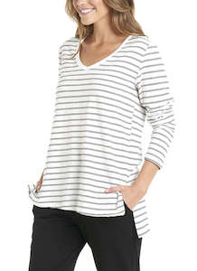 Bonnie Long Sleeve White/Black Stripe Top - BETTY BASICS