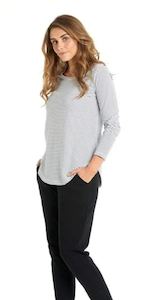 Betty Basics: Megan Long Sleeve Striped Top - BETTY BASICS