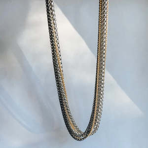 Fabuleux Vous: Steel Me Multi Layer Short Chain Necklace- FABULEUX VOUS