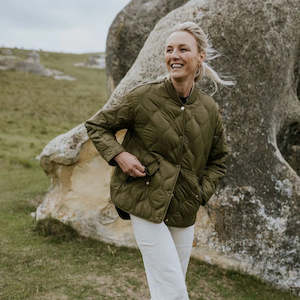 Jacket: Talei Quilt Jacket Bomber - Loden - MOKE