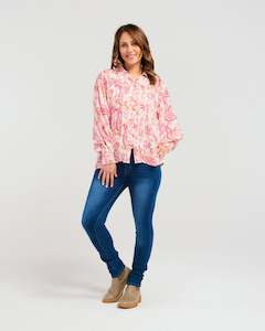 Casual: Topaz Shirt - Pink Paisley - ZAFINA