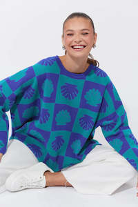 Knitwear: Maui Jumper One Size - Blue Oasis - HAVEN