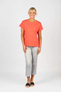 Drop Sleeve Top Stepped Hem - Aperol - VASSALLI