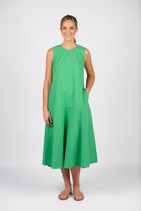 Plain Long Sleeveless Dress - Clover - VASSALLI