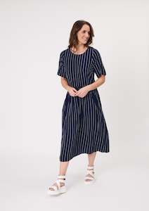 Back In Stock: Monroe Dress - Navy Stripe - LEMON TREE