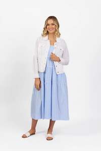Jacket: Linen Jacket with Frayed Seams - White - VASSALLI