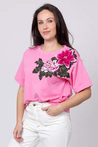 Izzie Flower T-Shirt - Pink - CHARLO