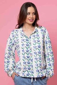 Blouses: Becky Embroidered Shirt - Floral - CHARLO