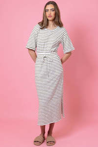 Zara Stripe Dress - Sage - CHARLO