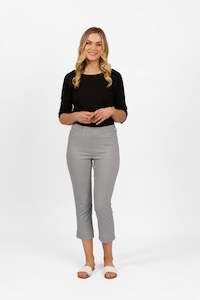 Slim Leg 7/8 Pull On Pant w Elastic Back Waistband - Check - VASSALLI