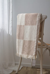 Checkered Throw-Blanket Cream