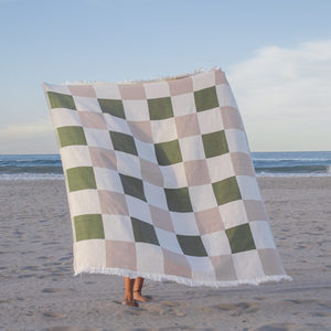 Checkered Throw-Blanket Sage