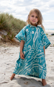 Products: Kids Hooded Poncho-Turquoise