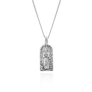 St Fiacre - Patron Saint of Gardening Necklace - Silver