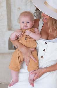 Baby Eddie Overalls - Cinnamon **Organically Plant Dyed**