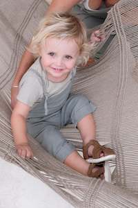 Baby Ollie Overalls - Sage **Organically Plant Dyed**