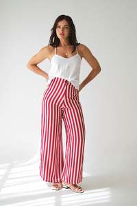 BANKS PANTS - Red/Pink Stripe