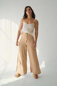 Pants Shorts: BANKS PANTS - Sand/Cocoa Stripe