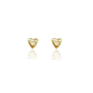 Mini Heart 'Love Puff' Stud Earrings - Gold