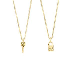 Lock & Key BFF Necklace SET - GOLD