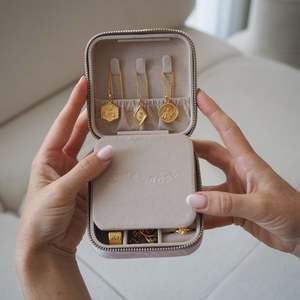 Tatum Travel Jewellery Case - Pink Suade