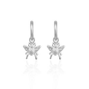 Honey Bee Charm Huggie Earrings (Strength & Resilience) - Silver