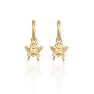 Honey Bee Charm Huggie Earrings (Strength & Resilience) - Gold