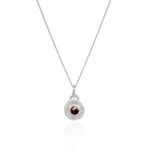 January Birthstone Necklace - Garnet - Silver