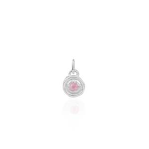 October birthstone - CHARM ONLY - Pink Tourmaline - Silver