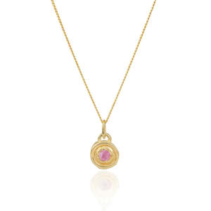 October birthstone - Necklace - Pink Tourmaline - Gold