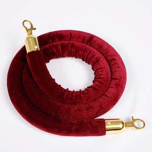 Bollard Velvet Rope - Burgundy (Gold Clips)