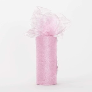 Tulle Fabric Rolls: Glitter Soft Tulle Fabric Roll - Light Pink (22m Length)