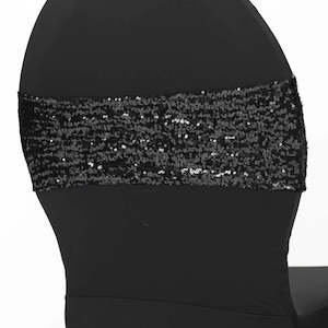 CLEARANCE Sequin Lycra Chair Bands - Black