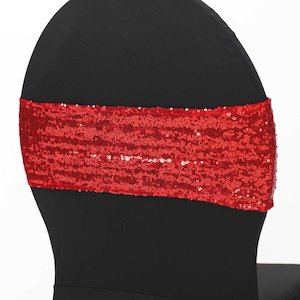 CLEARANCE Sequin Lycra Chair Bands - Red