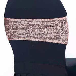 CLEARANCE Sequin Lycra Chair Bands - Rose Gold