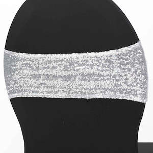 CLEARANCE Sequin Lycra Chair Bands - Silver