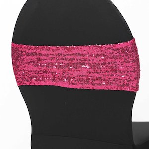 CLEARANCE Sequin Lycra Chair Bands - Hot Pink