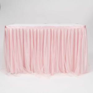 CLEARANCE Tulle and Ice Silk Layered Table Skirting - Blush (3m) - Includes Clips
