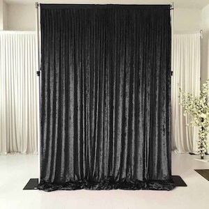 Fabric Velvet: Black Velvet Backdrop Curtain - 6m length x 3m high