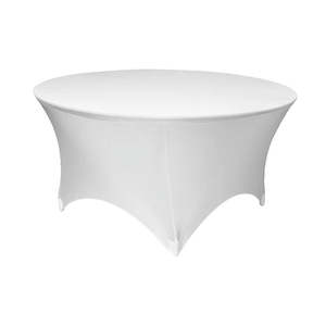 Round Christmas Tablecloths: White Round Lycra Fitted Tablecloth (6ft)