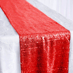 Sequin Table Runner - Red