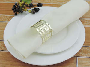 Christmas Napkin Rings: CLEARANCE Gold Napkin Ring - Geometric Luxe Meander