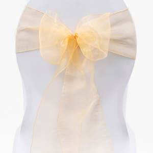 Christmas Chair Bows: Organza Chair Sashes - Gold